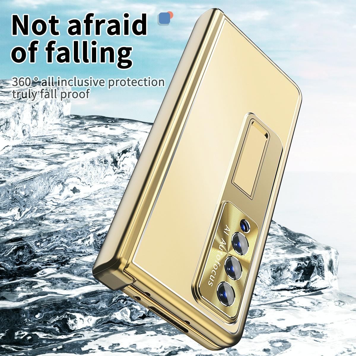 For Samsung Galaxy Z Fold4 5G Shockproof Aluminum Double Hinge Case - Gold 6