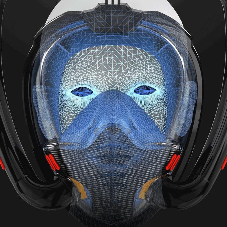 Full Dry Silicone Snorkel Mask for Adults - Double Tube Size l / Xl - White/Blue 8