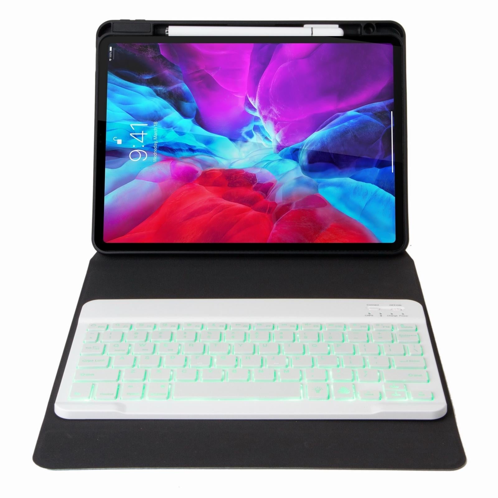 Bluetooth Keyboard Leather Case For Ipad 9.7 2018 / 2017 With Backlight & Three-Fold Holder - Purple 5