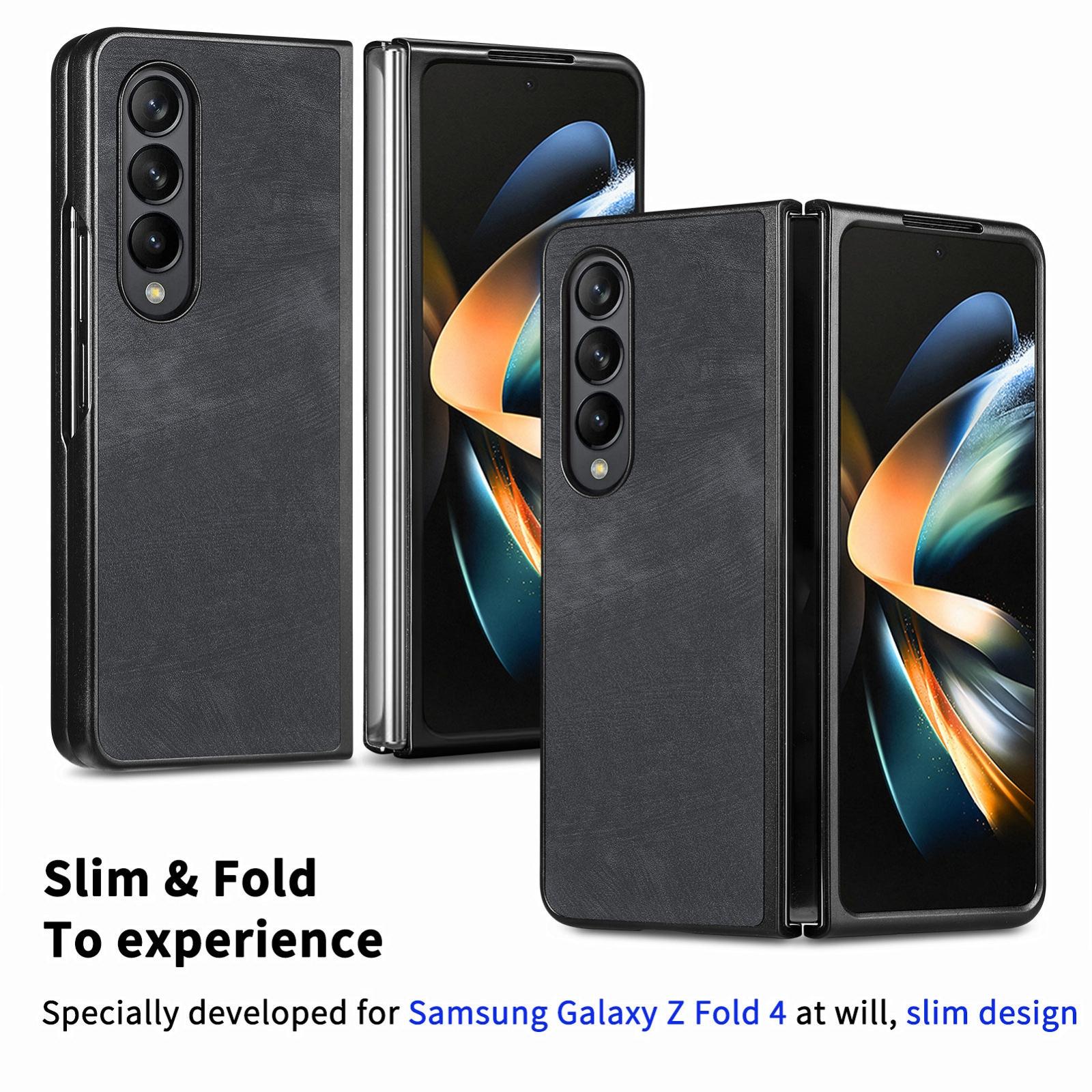 For Samsung Galaxy Z Fold4 5G Pu Back Cover - Solid Colour - Green 9