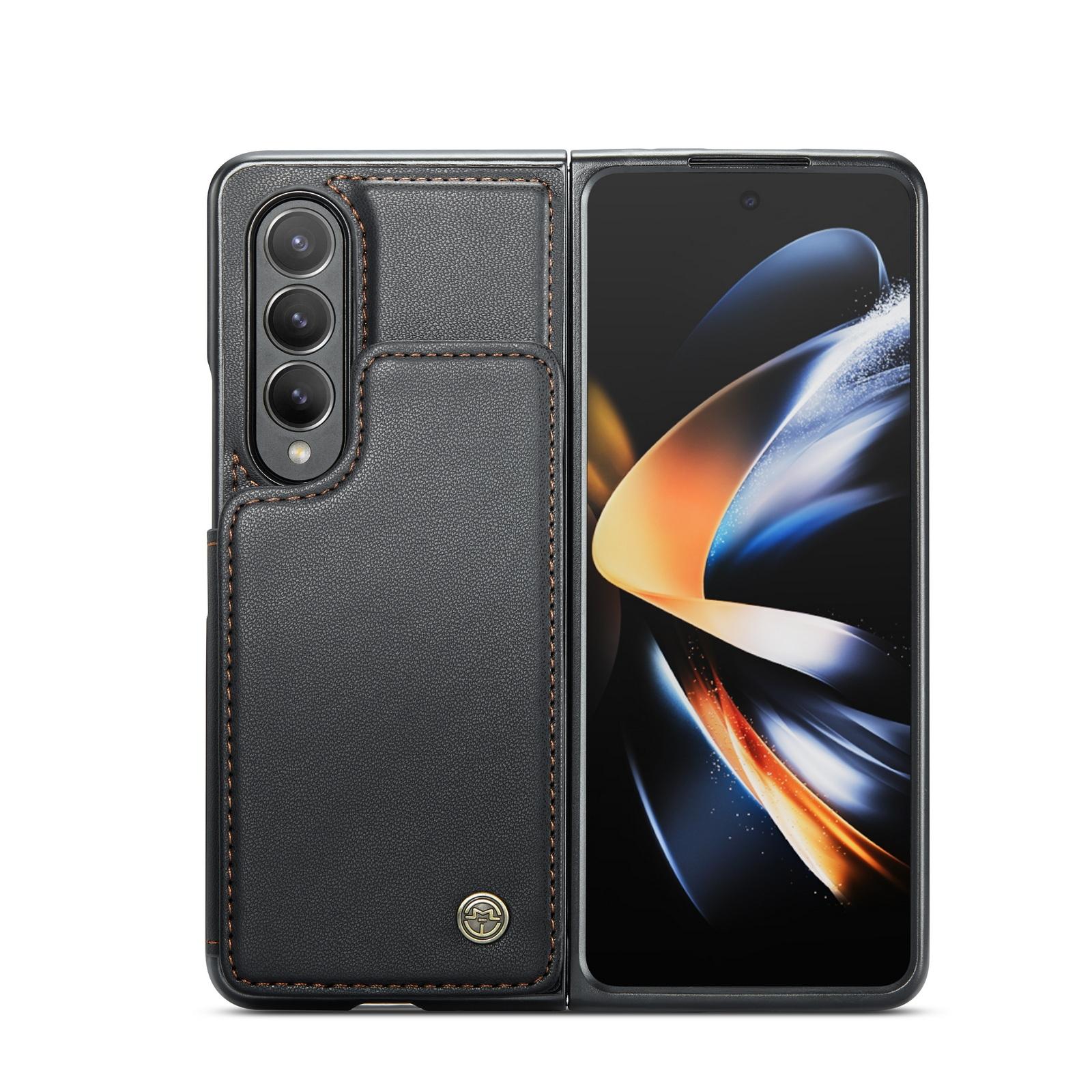 For Samsung Galaxy Z Fold4 5G Leather Rfid Phone Case - Wine Red 4