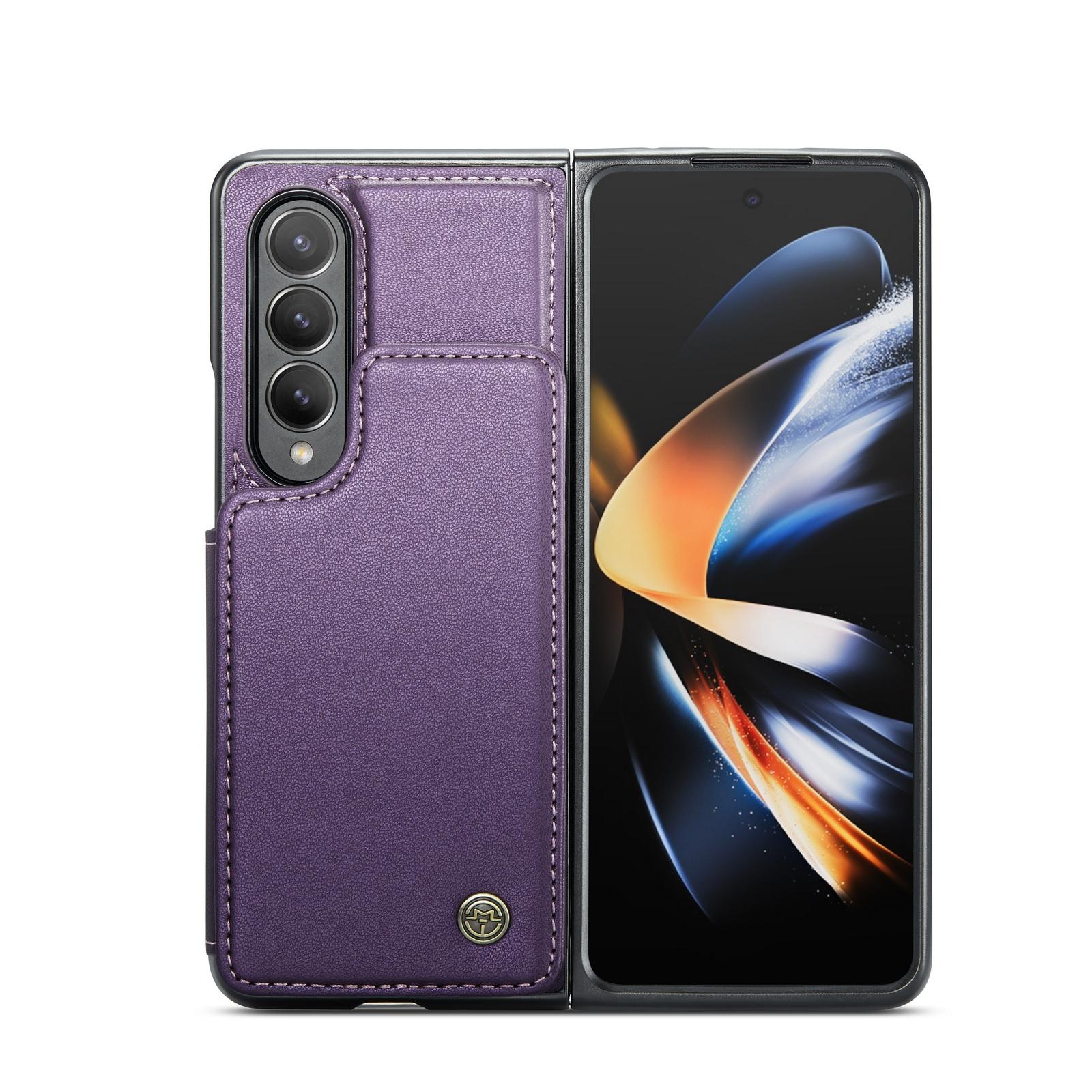 For Samsung Galaxy Z Fold4 5G Leather Rfid Phone Case - Wine Red 11