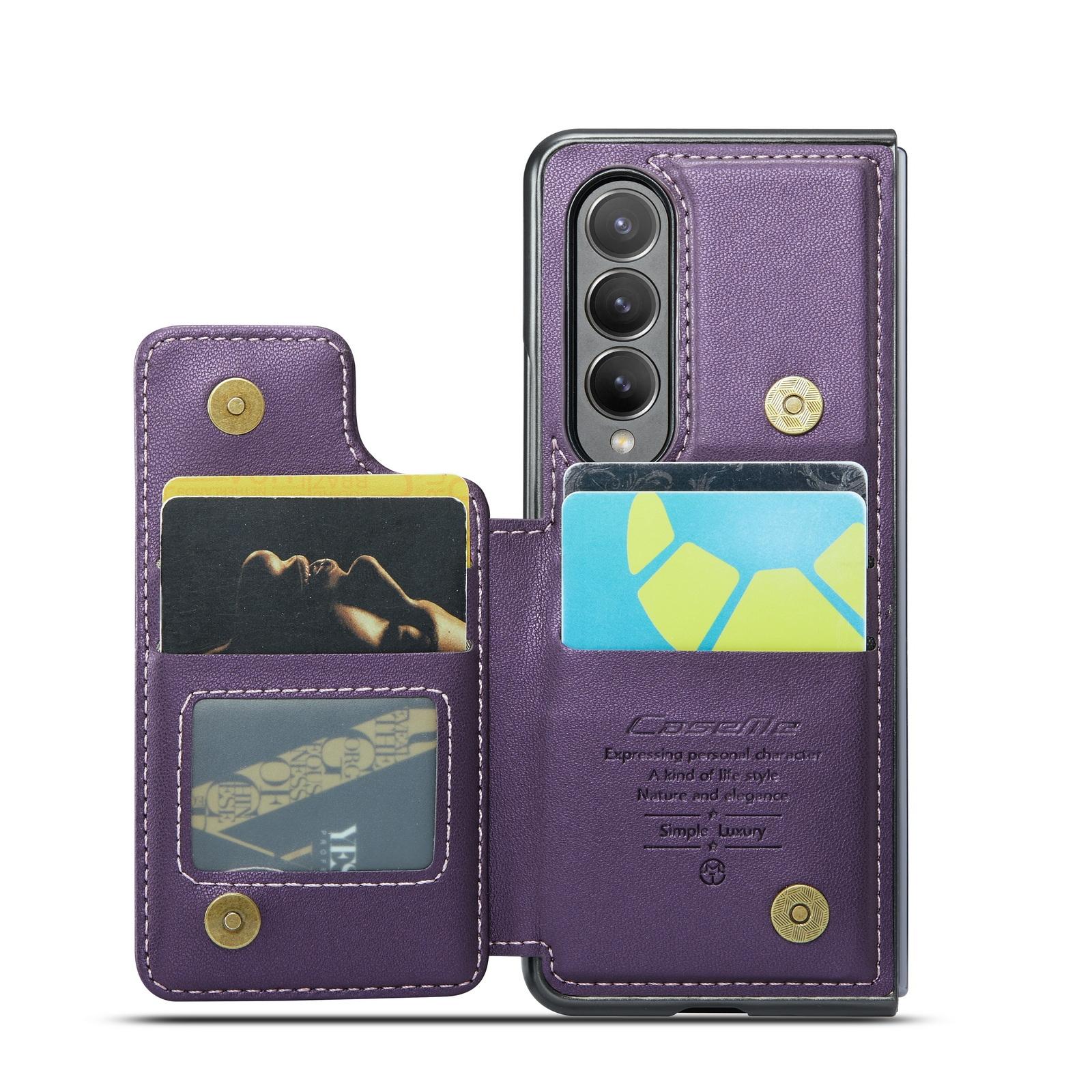 For Samsung Galaxy Z Fold4 5G Leather Rfid Phone Case - Wine Red 12