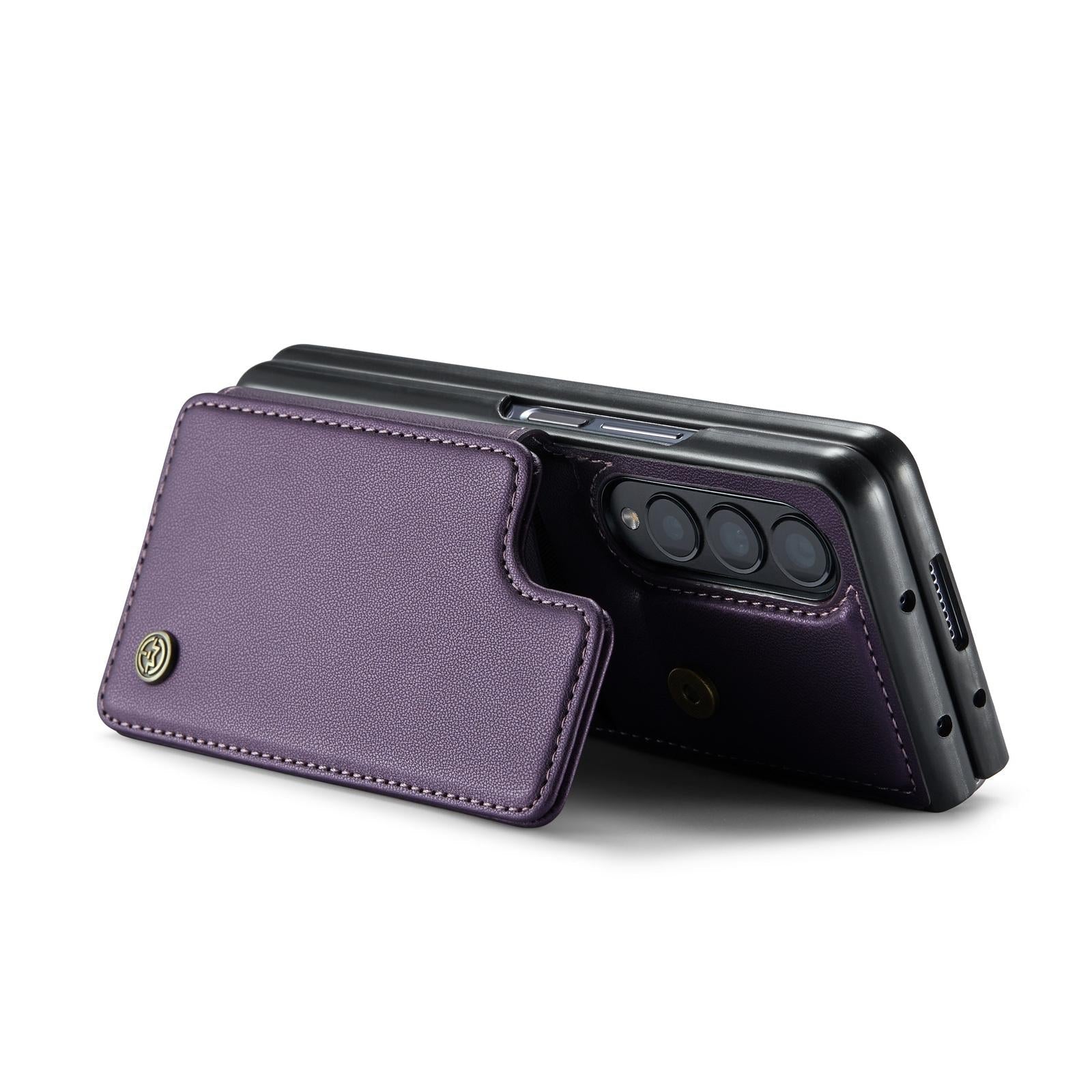 For Samsung Galaxy Z Fold4 5G Leather Rfid Phone Case - Wine Red 13