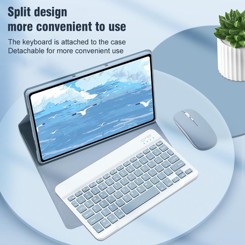 360 Degree Rotatable Bluetooth Keyboard Leather Case - Square Button - Light Purple - For Ipad Air 2022 / Ipad Pro 11 2021 8