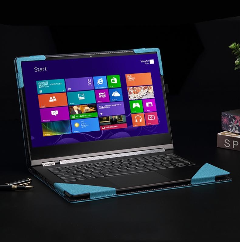 Yoga 14S 2021 Protective Leather Laptop Case - Deep Blue 8