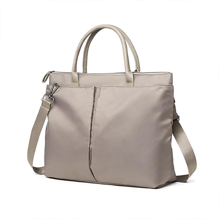 Large Dual Purpose Business Briefcase Handbag / Shoulder Bag For Laptops - Khaki+Gray Pu Power Bag 11