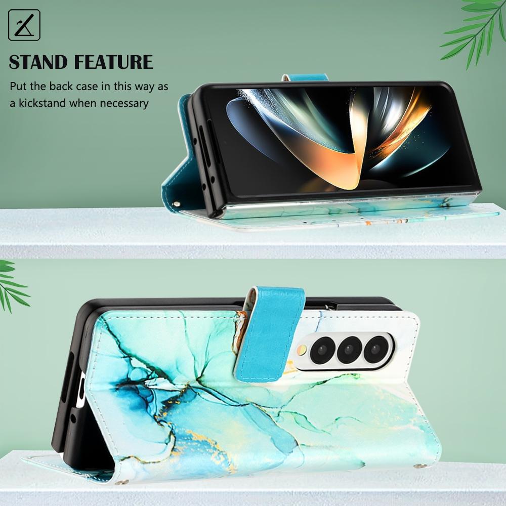 For Samsung Galaxy Z Fold4 5G Marble Leather Flip Case - Galaxy Marble White Ls004 14