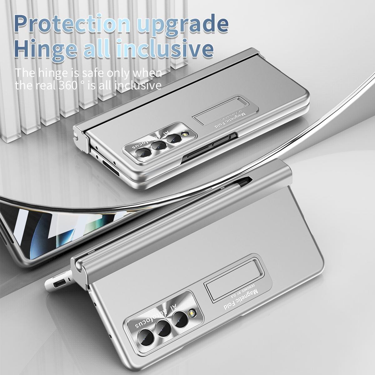 For Samsung Galaxy Z Fold4 5G Foldable Phone Case With Pen Slot - Electroplated - Gold 3