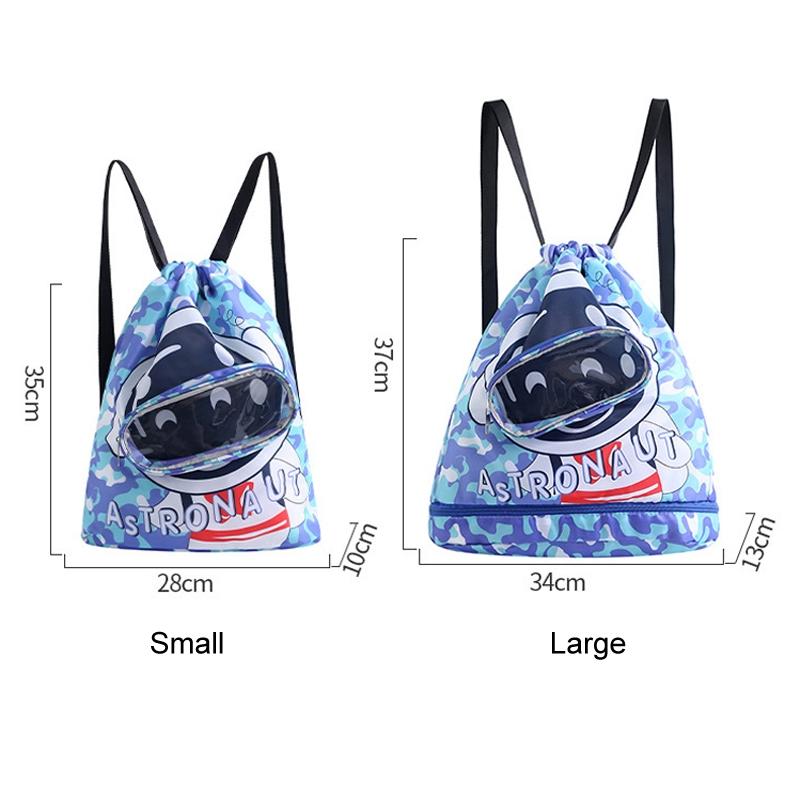 Kids' Swim Bag Cute Cartoon Beach Backpack Waterproof Dry / Wet Large 2 Layer - Green - Small 1 Layer 5