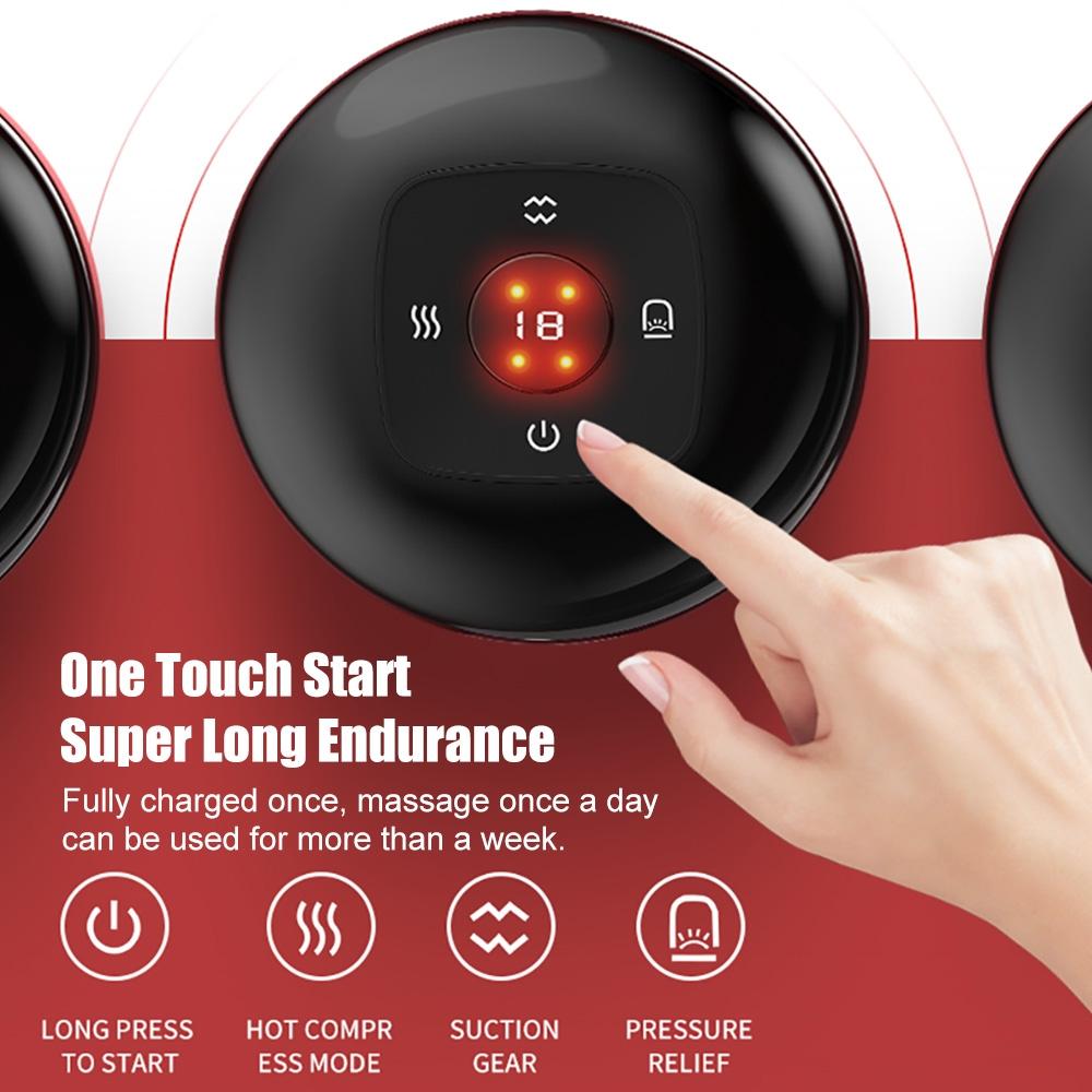 12-Speed Electric Cupping Massage Device Fast Charging - Red Wine 5