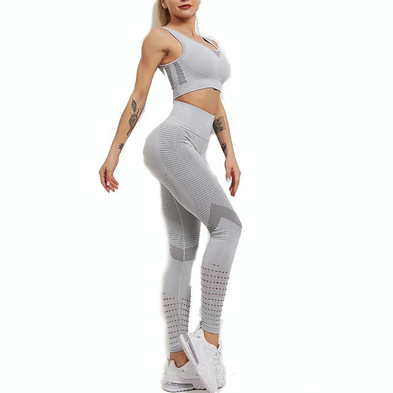Yoga Fitness Set Women Sports Bra & Leggings Size L - Black - M 8