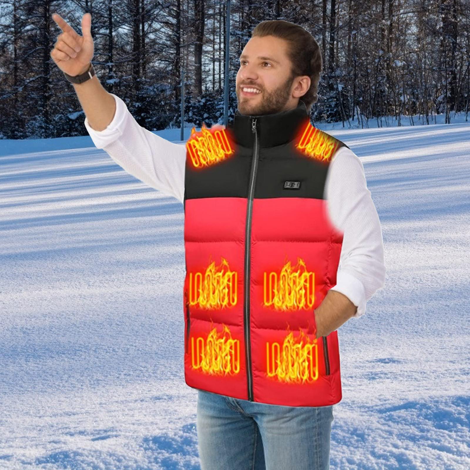 Winter Smart Dual-Control 13-Zone Charging Heating Vest - Red - M 11