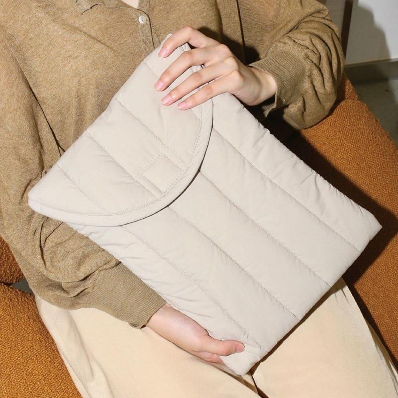 Lightweight Cotton Embroidery Inner Bag for Protection - Gray White - 12.9-13.3 Inch 14