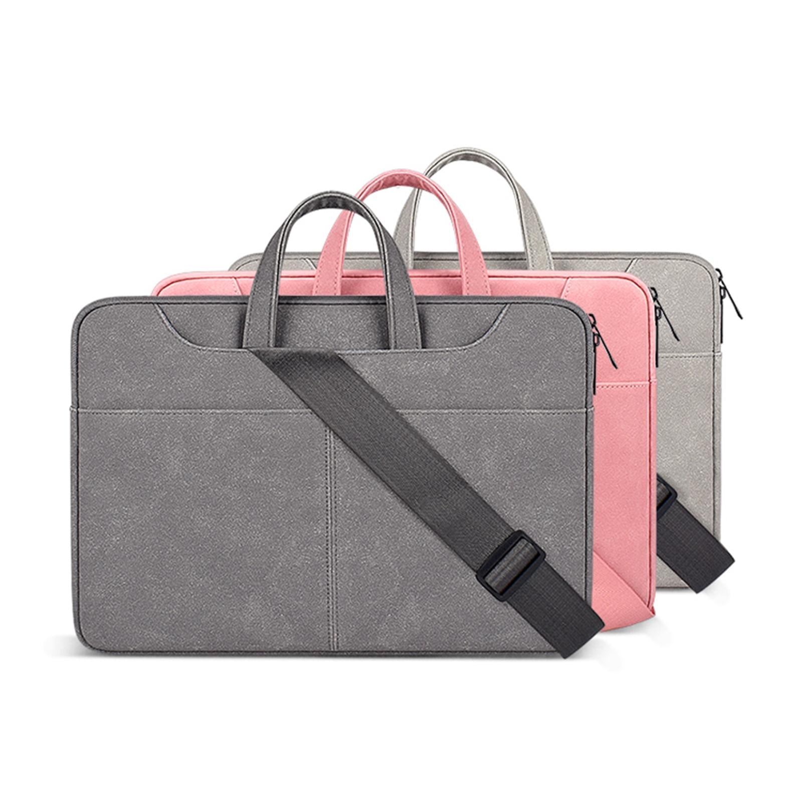 Detachable Shoulder Strap Business Laptop Bag - 14.1-15.4 Inch Frosted Pu - Dark Gray 3