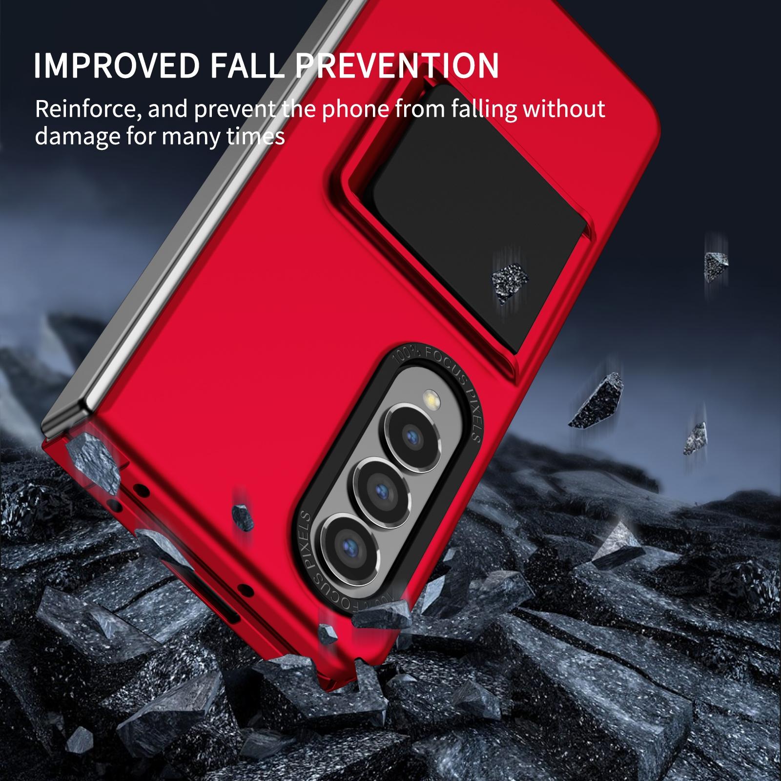 For Samsung Galaxy Z Fold4 5G Foldable 3D Design Phone Case - Wine Red 5