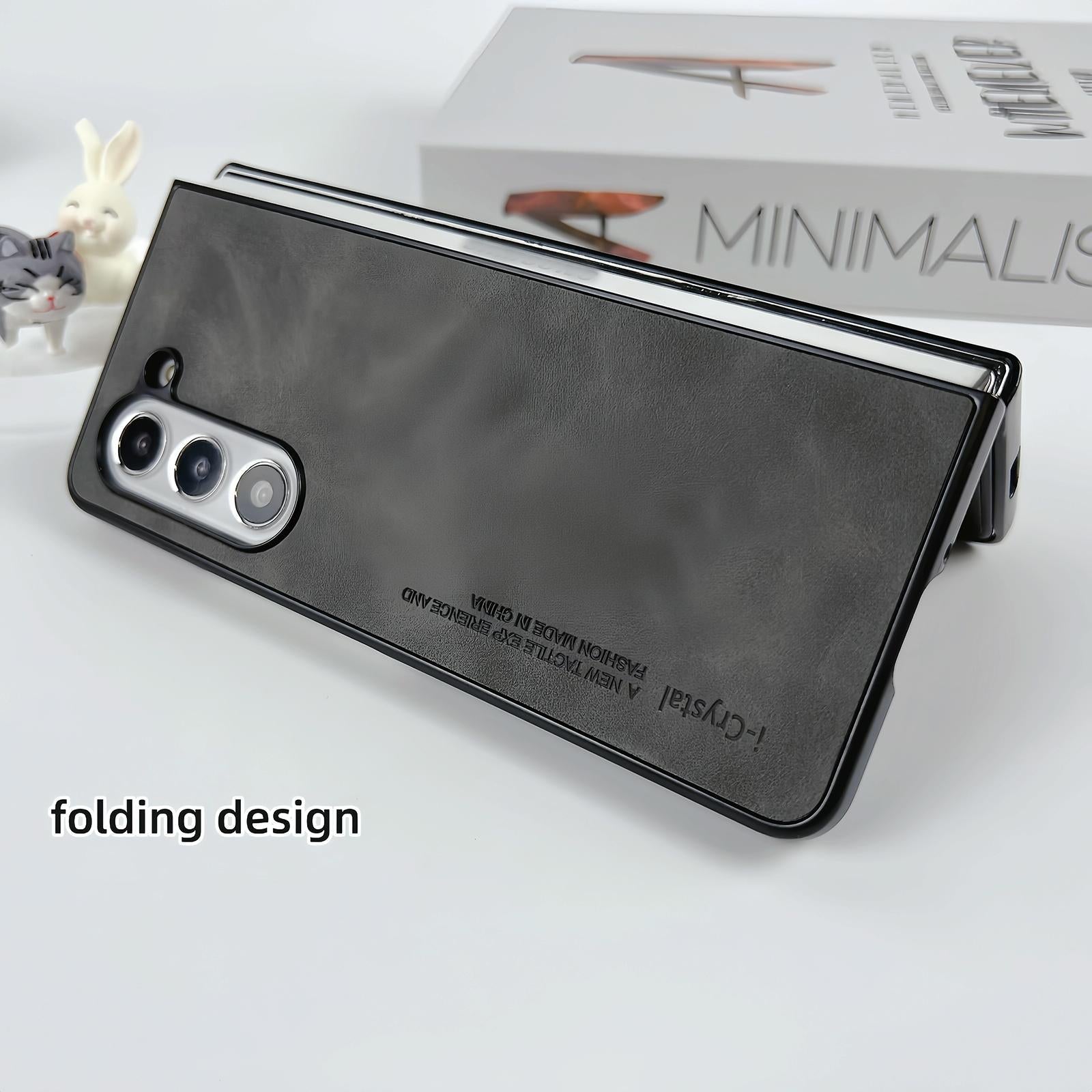 For Samsung Galaxy Z Fold4 5G Crystal Leather Foldable Case - Dark Grey 7