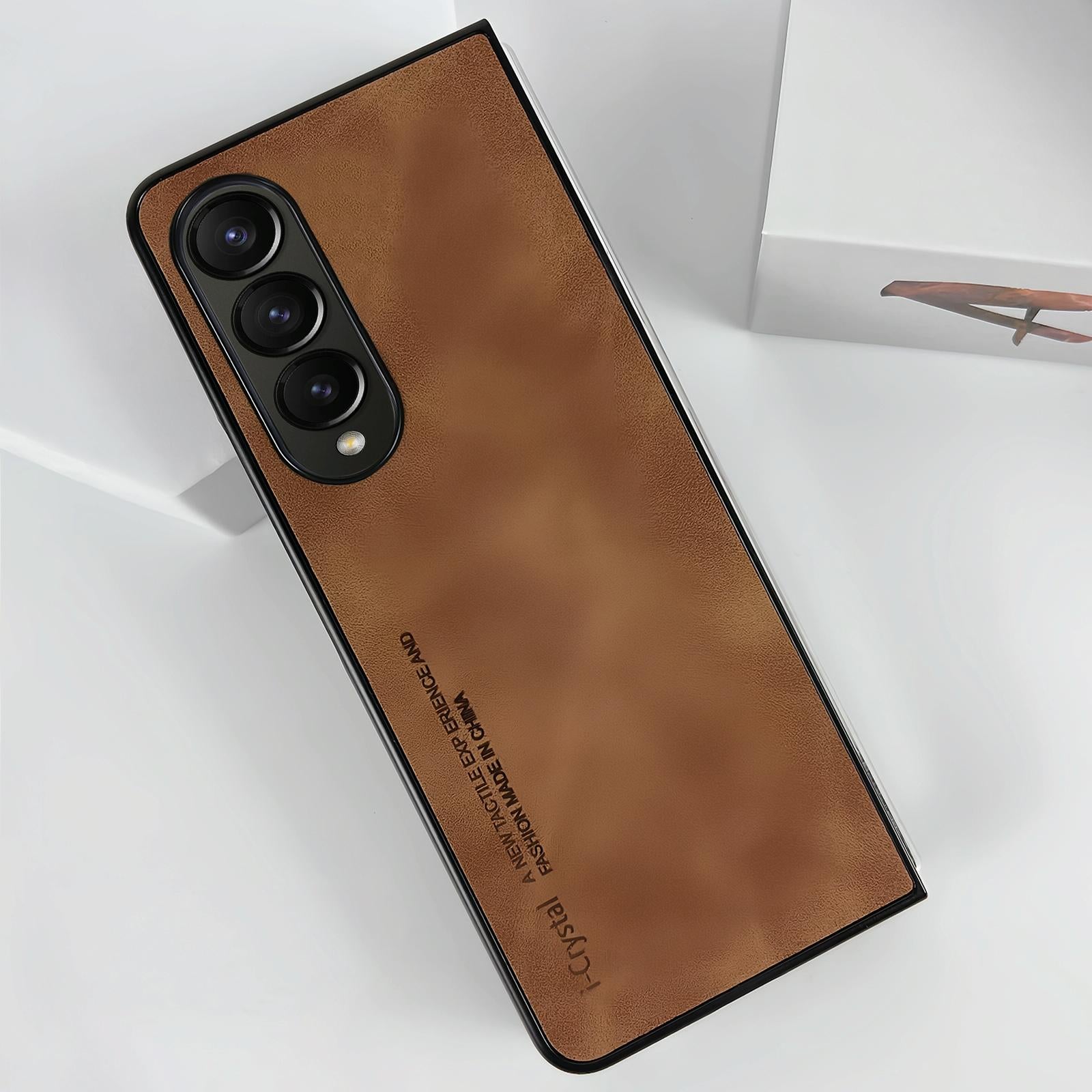 For Samsung Galaxy Z Fold4 5G Crystal Leather Foldable Case - Dark Grey 11