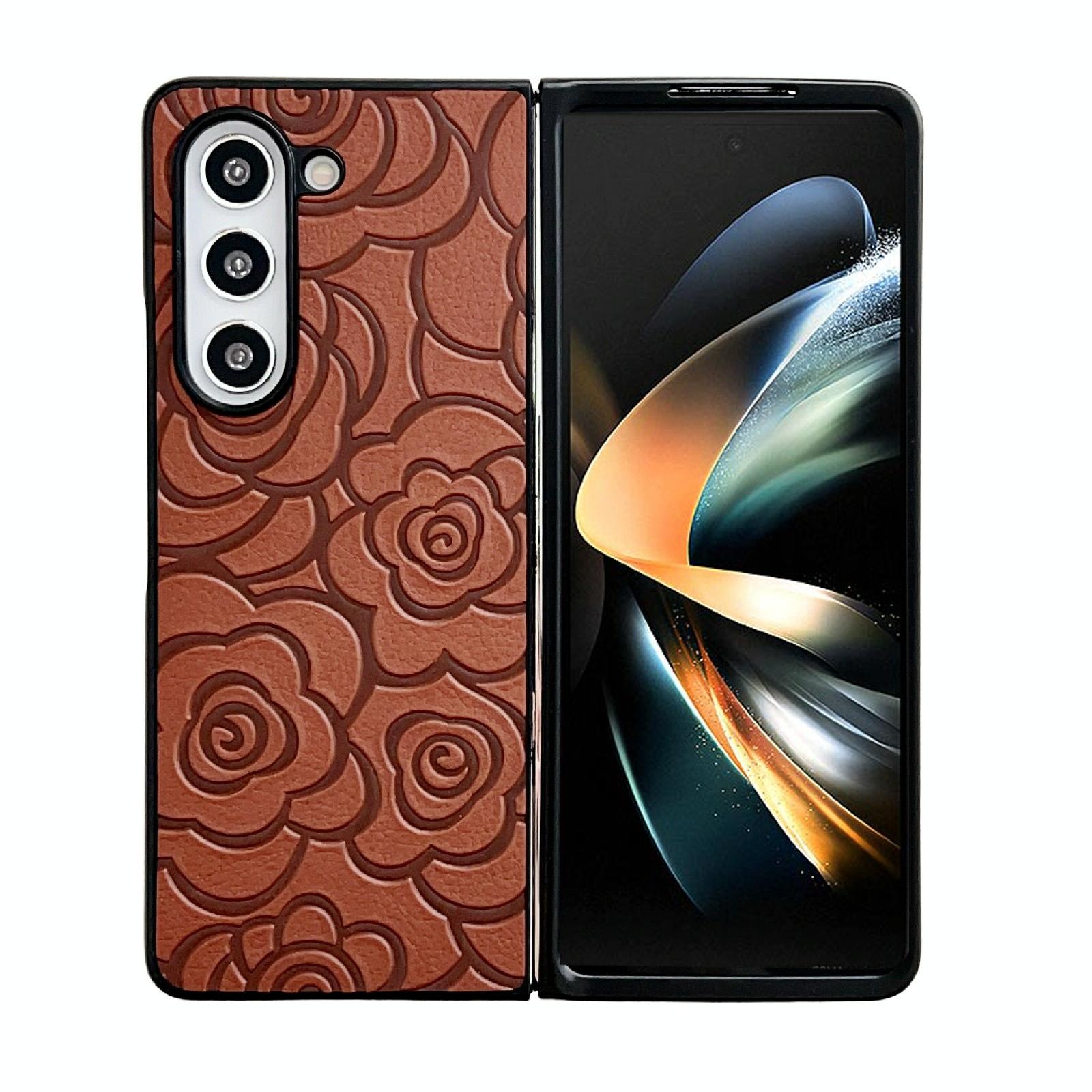 For Samsung Galaxy Z Fold4 5G Floral Print Protective Phone Case - White 14