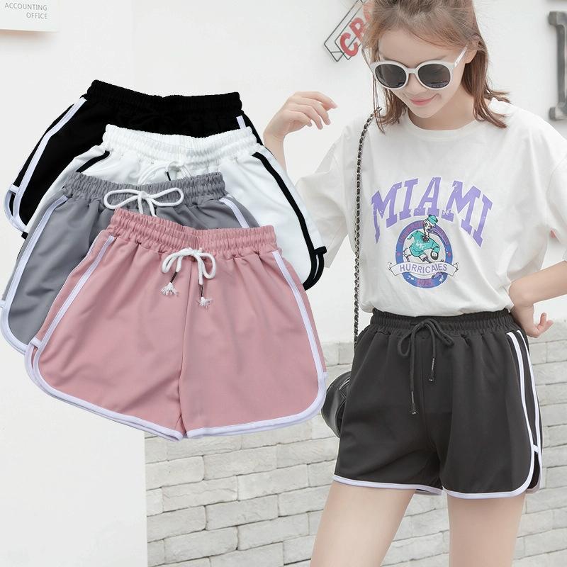 High Waist Straight Yoga Shorts Women Casual Loose Outerwear - Light Pink - M 4