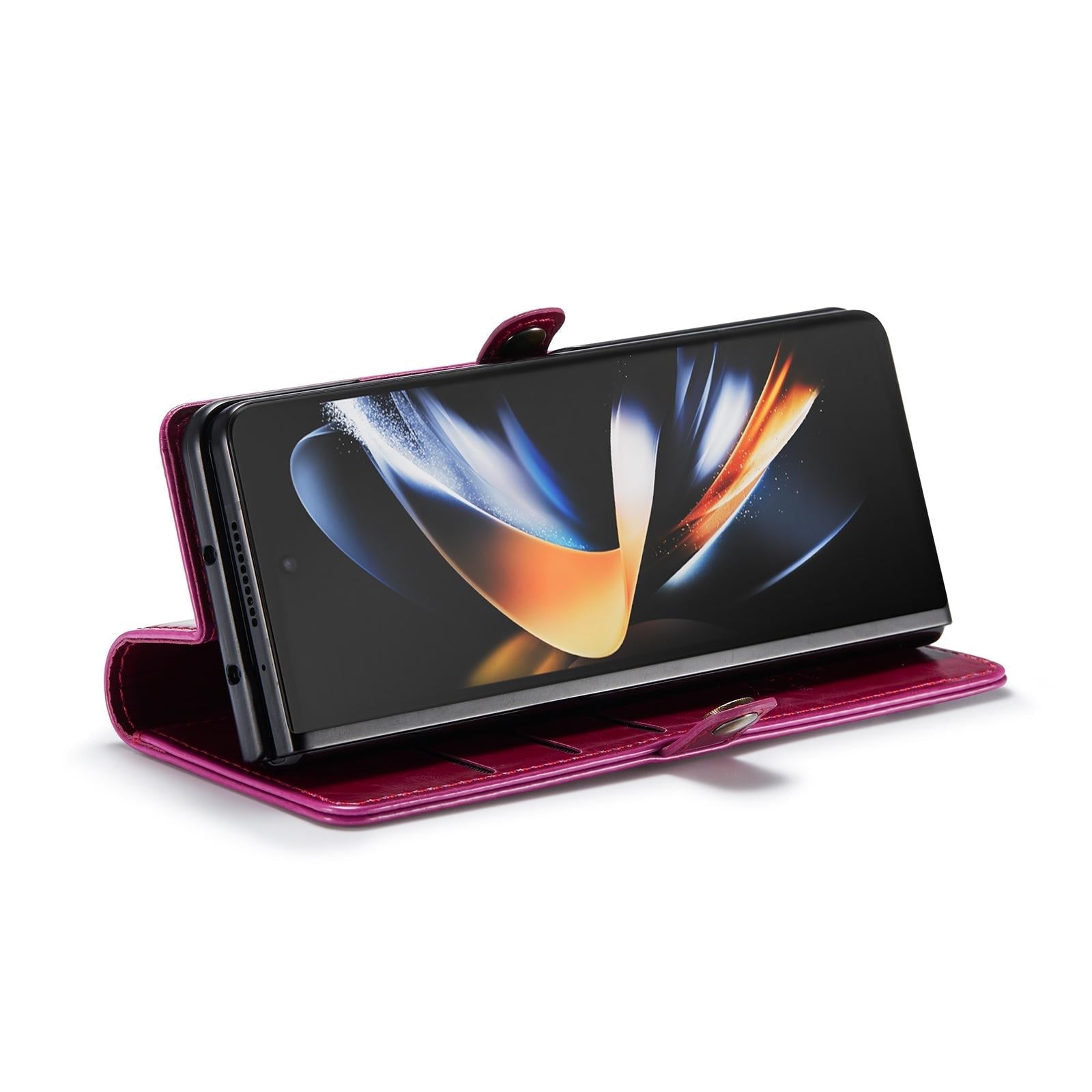 For Samsung Galaxy Z Fold4 5G Premium Crazy Horse Leather Phone Case - Wine Red 6