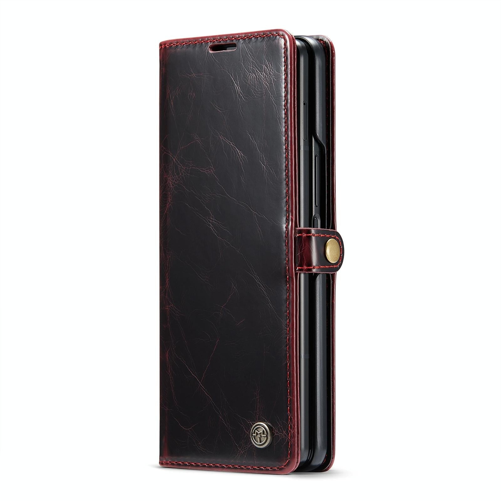 For Samsung Galaxy Z Fold4 5G Premium Crazy Horse Leather Phone Case - Wine Red 10