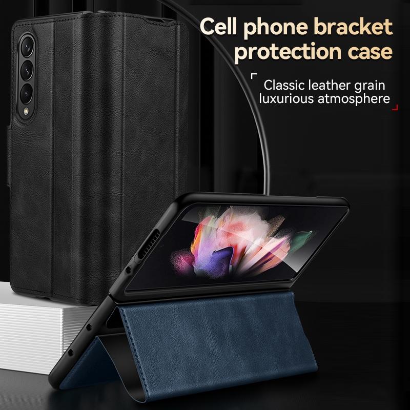 For Samsung Galaxy z Fold4 5G Magnetic Snap Leather Flip Case - All-inclusive - Green 3