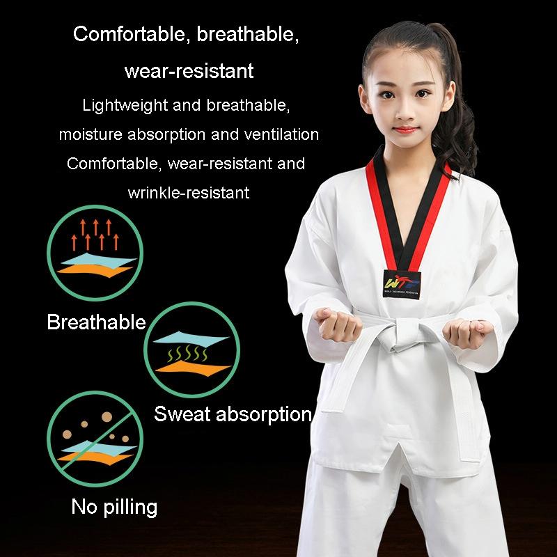 Taekwondo Training Uniform Child & Adult Cotton Clothing Size 130 - Blue White Stitching - 140 9