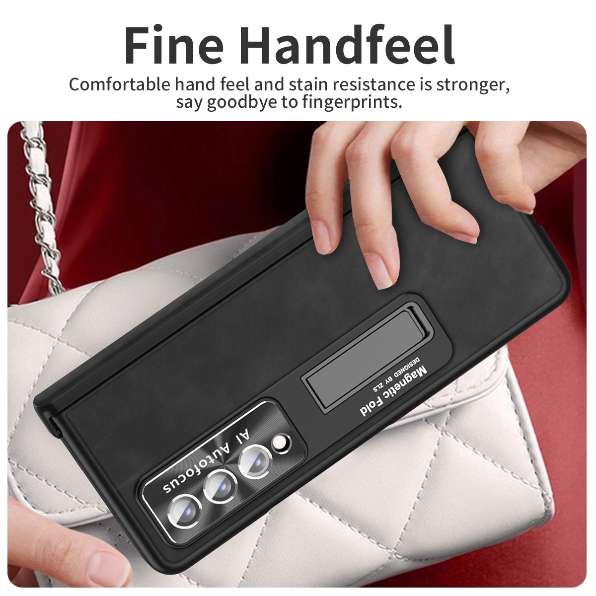 For Samsung Galaxy Z Fold4 5G Napa Texture All-In-One Phone Case - Red 5