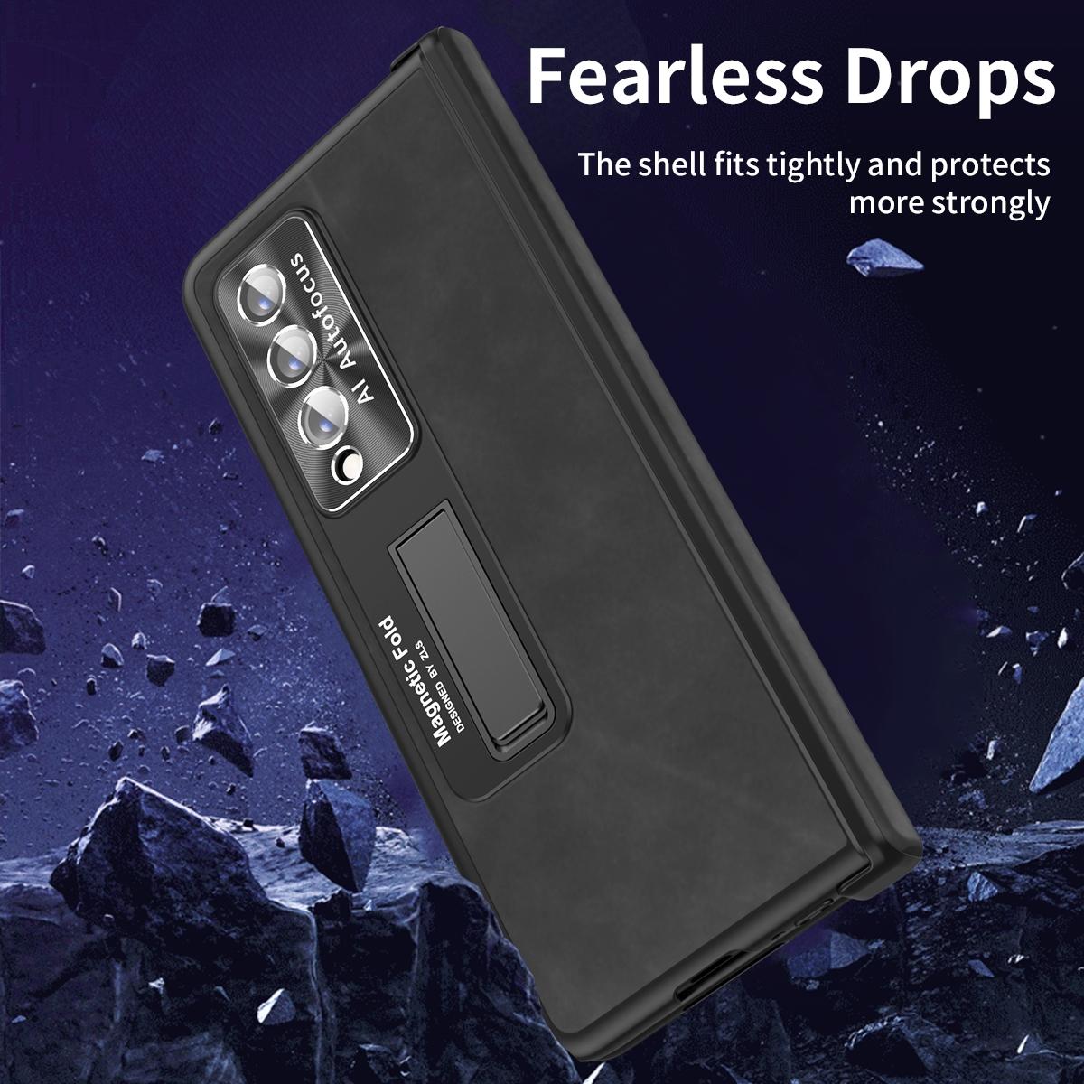 For Samsung Galaxy Z Fold4 5G Napa Texture All-In-One Phone Case - Red 7