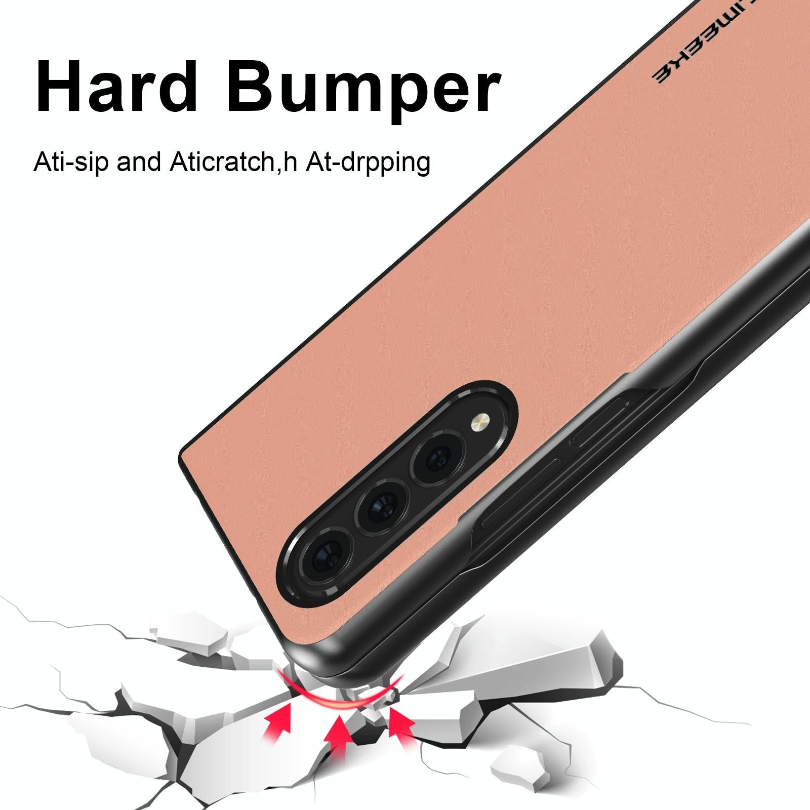 For Samsung Galaxy Z Fold4 5G Leather Shockproof Case - Red 5