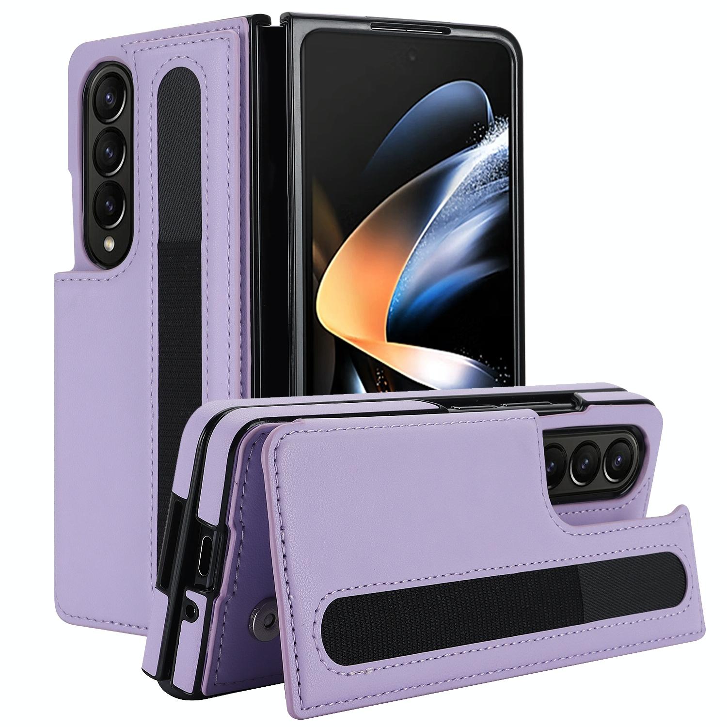 For Samsung Galaxy Z Fold4 5G Double Buckle Phone Case With Pen Slots - Rose Gold 4