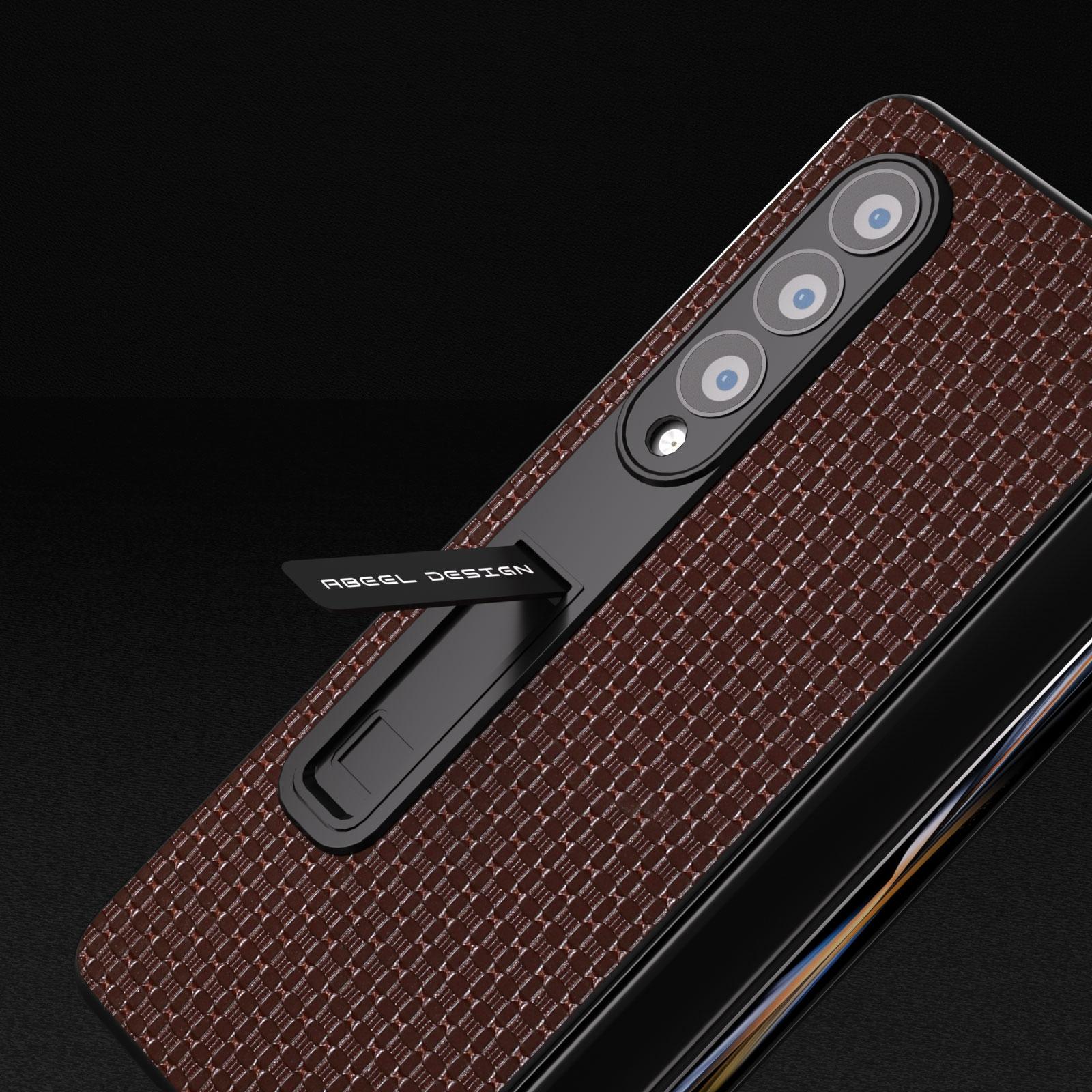 For Samsung Galaxy Z Fold4 5G Premium Leather Phone Case With Holder - Luxury Design - Royal Blue 10
