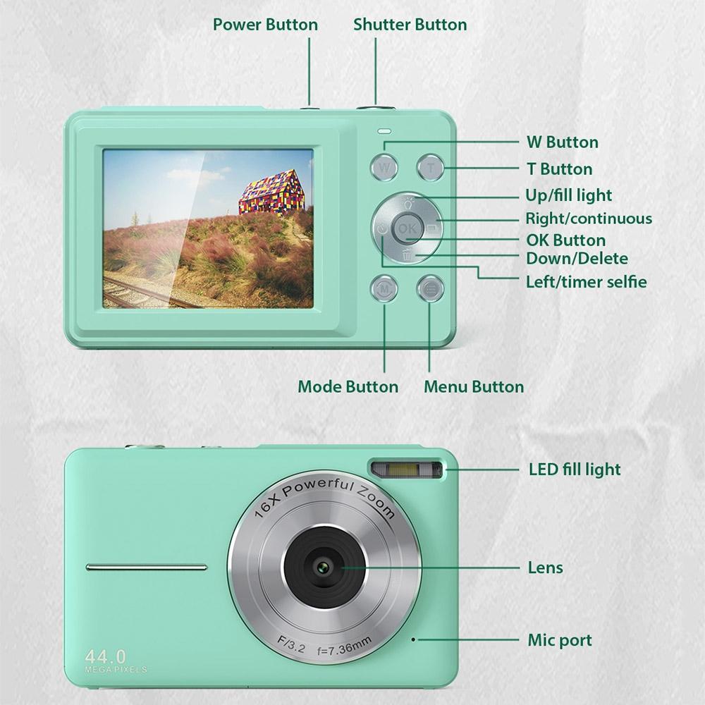 Mini Children Photography Camera - 2.4-inch Hd 16x Zoom - Green+32G 6