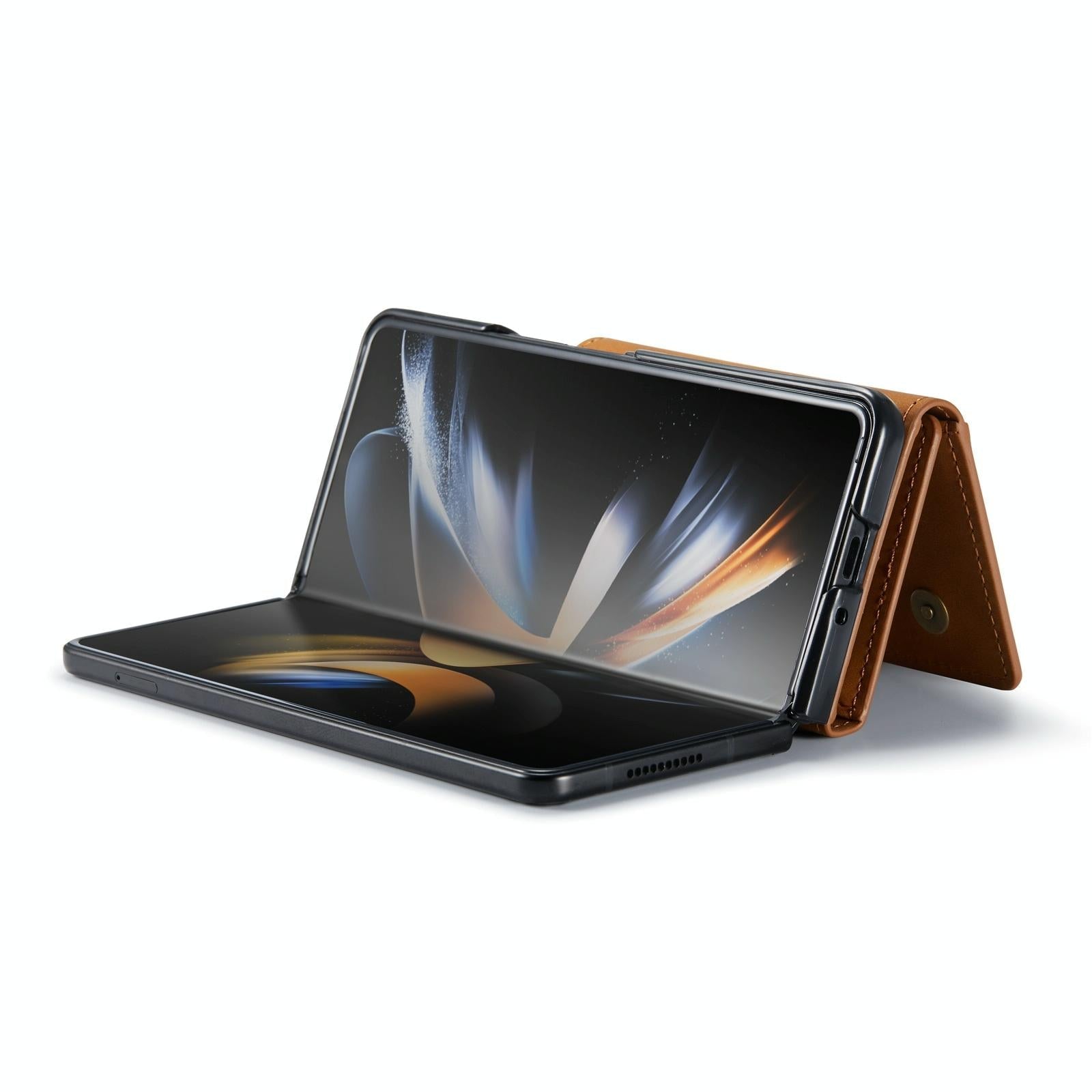 For Samsung Galaxy Z Fold4 5G Wallet Case - 3 Fold Multi Card Holder - Coffee 6