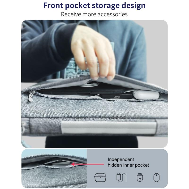 14 Inch Waterproof Laptop Handbag In Bg-01 Design - Grey - 16 Inch 8