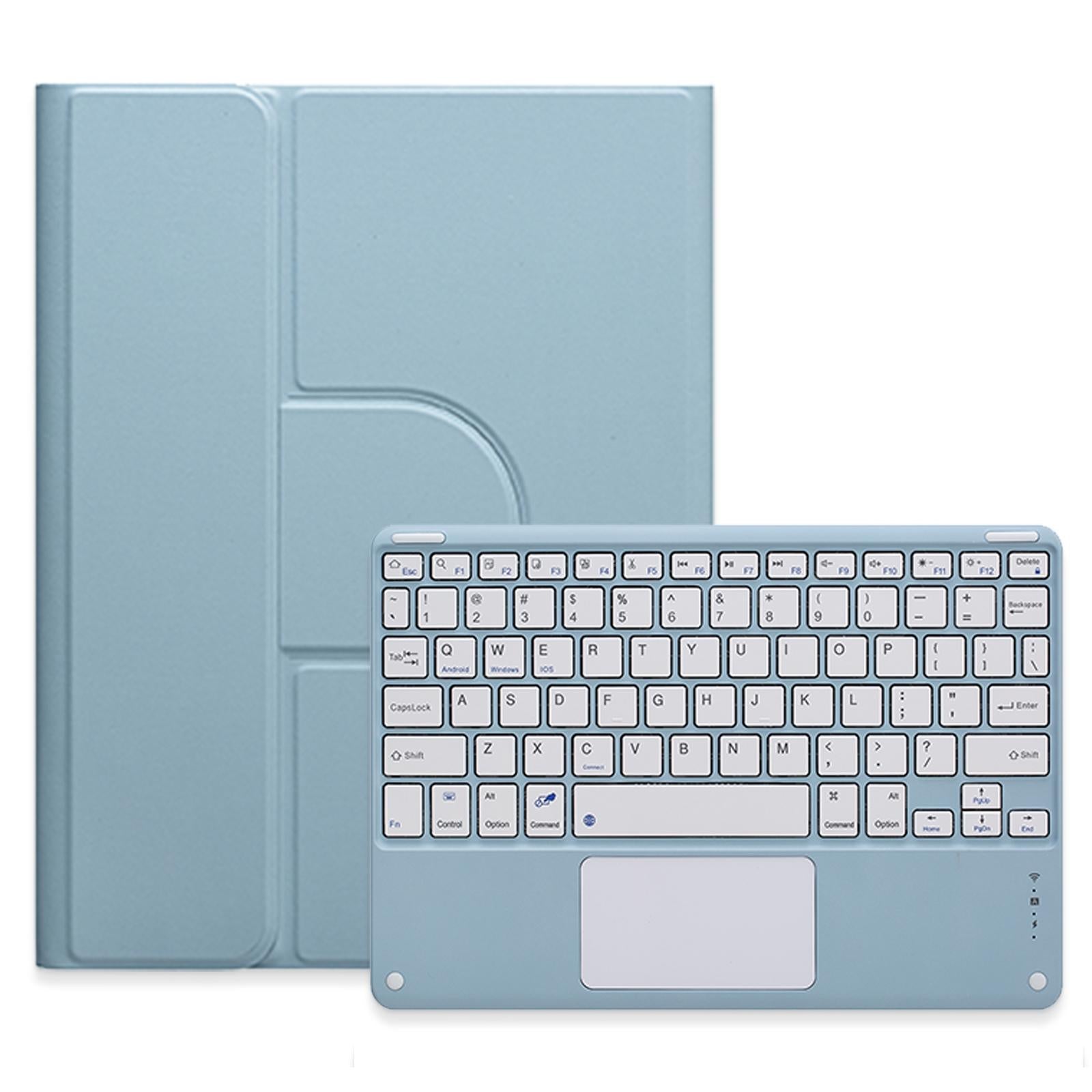 360 Degree Rotatable Bluetooth Keyboard Leather Case With Touchpad - Square Button - Light Purple - For Ipad Air 2022 / Ipad Pro 11 2021 8
