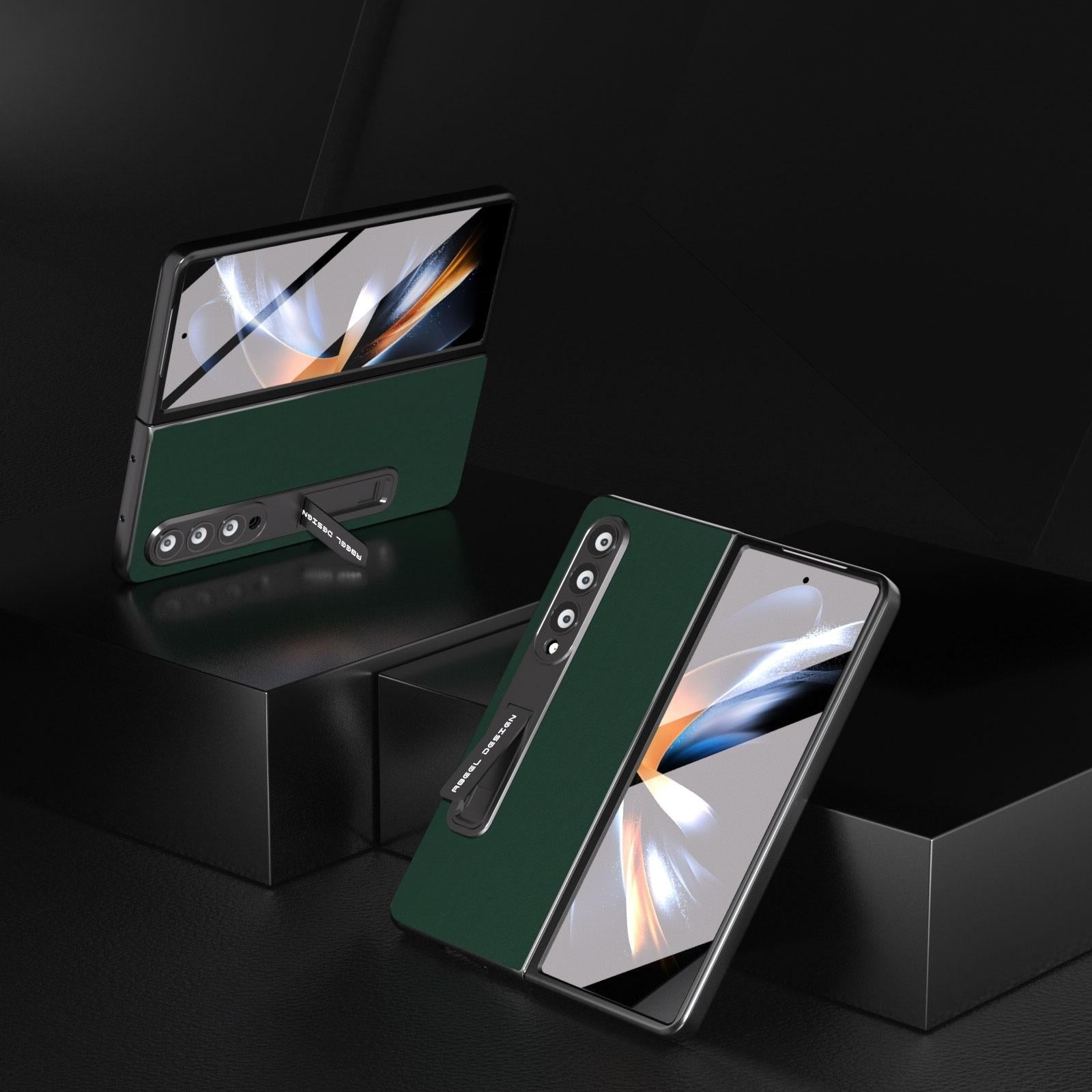 For Samsung Galaxy Z Fold4 5G Phone Case With Holder - Silky Soft Edge - Green 8