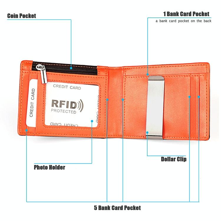 Anti-magnetic Leather Wallet with Zipper for Men - Rfid Protection - Coffee 6