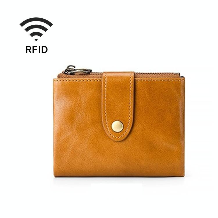 Leather Rfid Wallet with Dual Zippers - Coffee 8