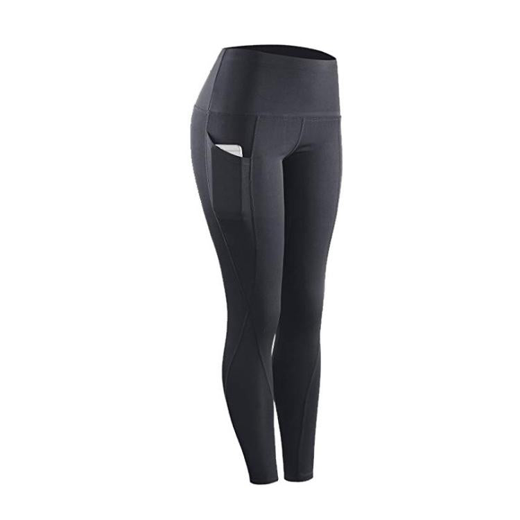 High Waist Slim Sports Leggings Women Tight Sportswear Size L - Black
