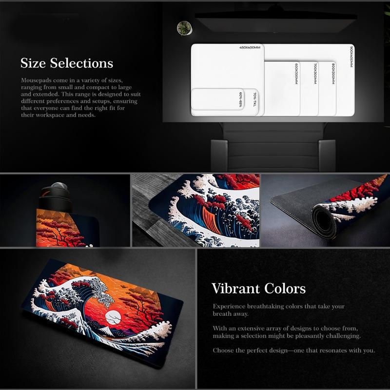 Non Slip Gaming Mouse Pad Big Wave Design - No.4 - 300X800X2Mm 5