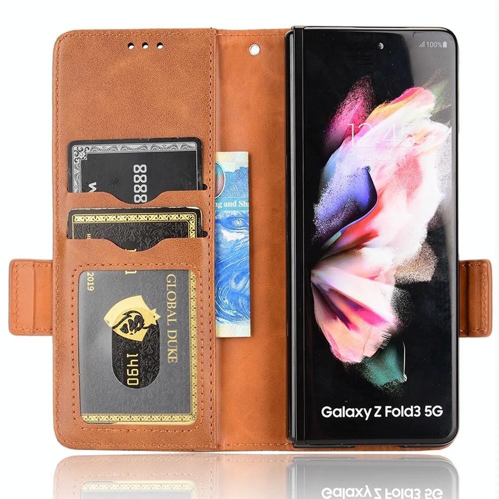 For Samsung Galaxy Z Fold4 5G Symmetrical Leather Triangle Phone Case - Green 5