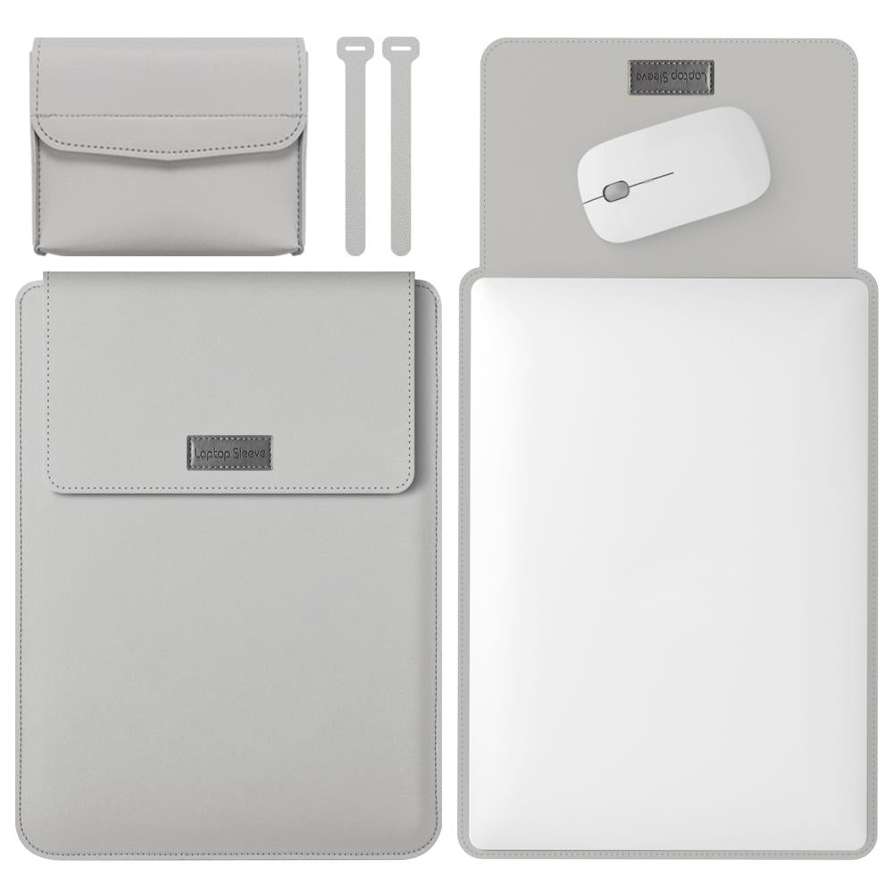 Lightweight Leather Computer Bag - 4-in-1 Portable - Fits 15.4 / 15.6 / 16.1 Inches - Grey 11