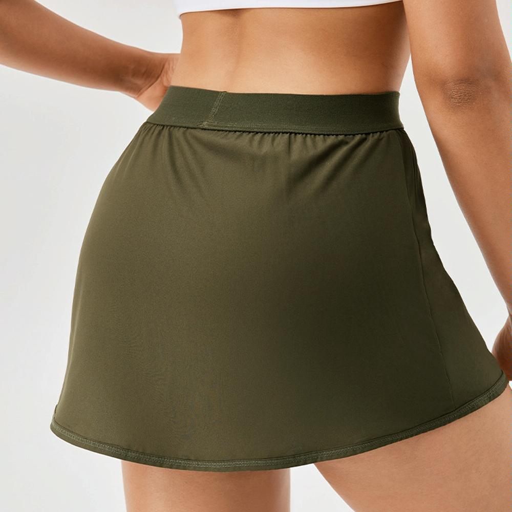 Quick Drying Women Yoga Skirt Pants Breathable & Fake Two Piece Size L - Green - L 8