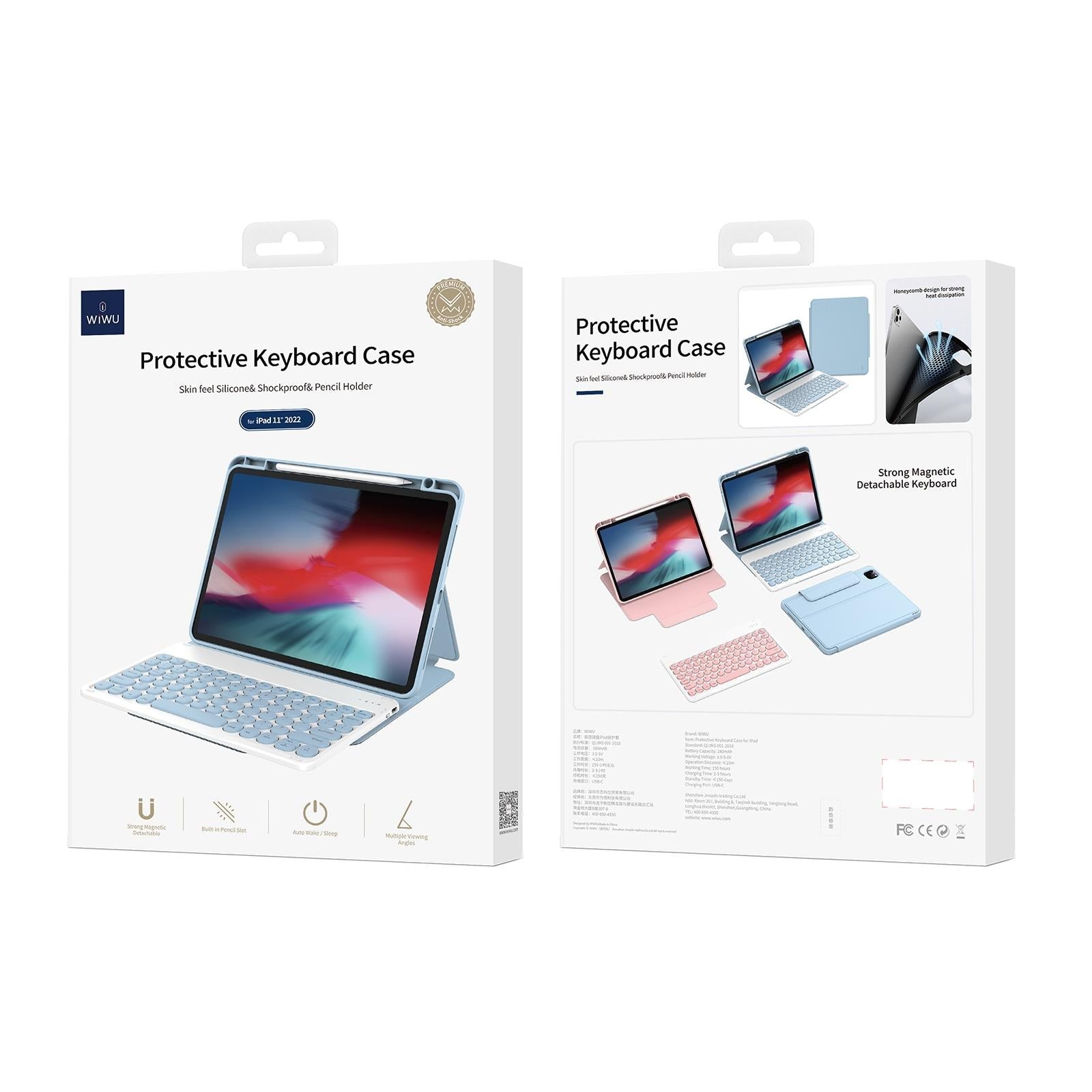 Detachable Keyboard Tablet Case With Magnetic Skin Feel - Blue 10