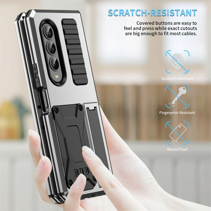 For Samsung Galaxy Z Fold4 5G Shockproof Metal Case With Holder - Yellow 7