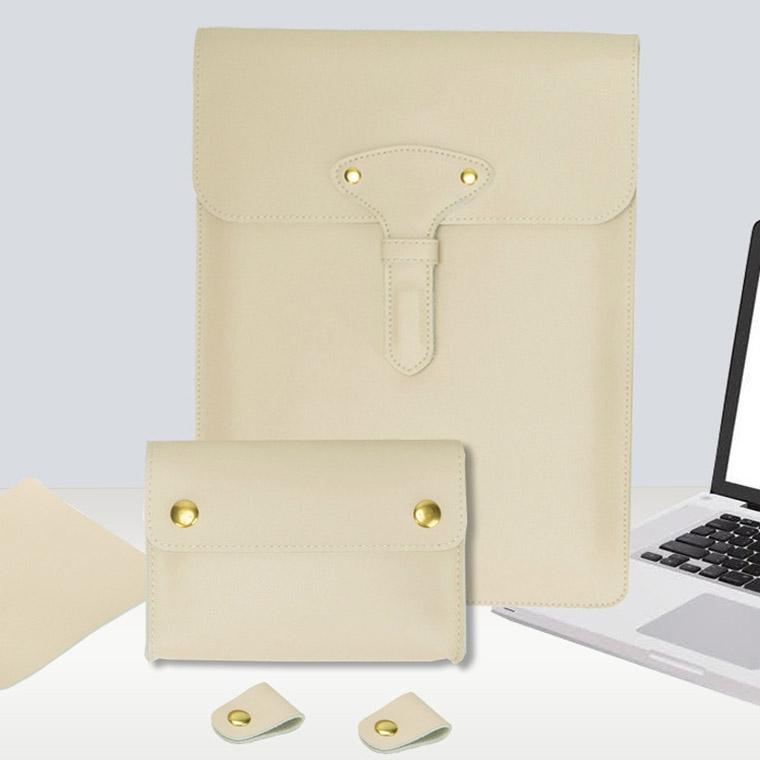 Waterproof Leather Laptop Liner Bag - 3-in-1 15 Inches - Honeydet Oranges 8