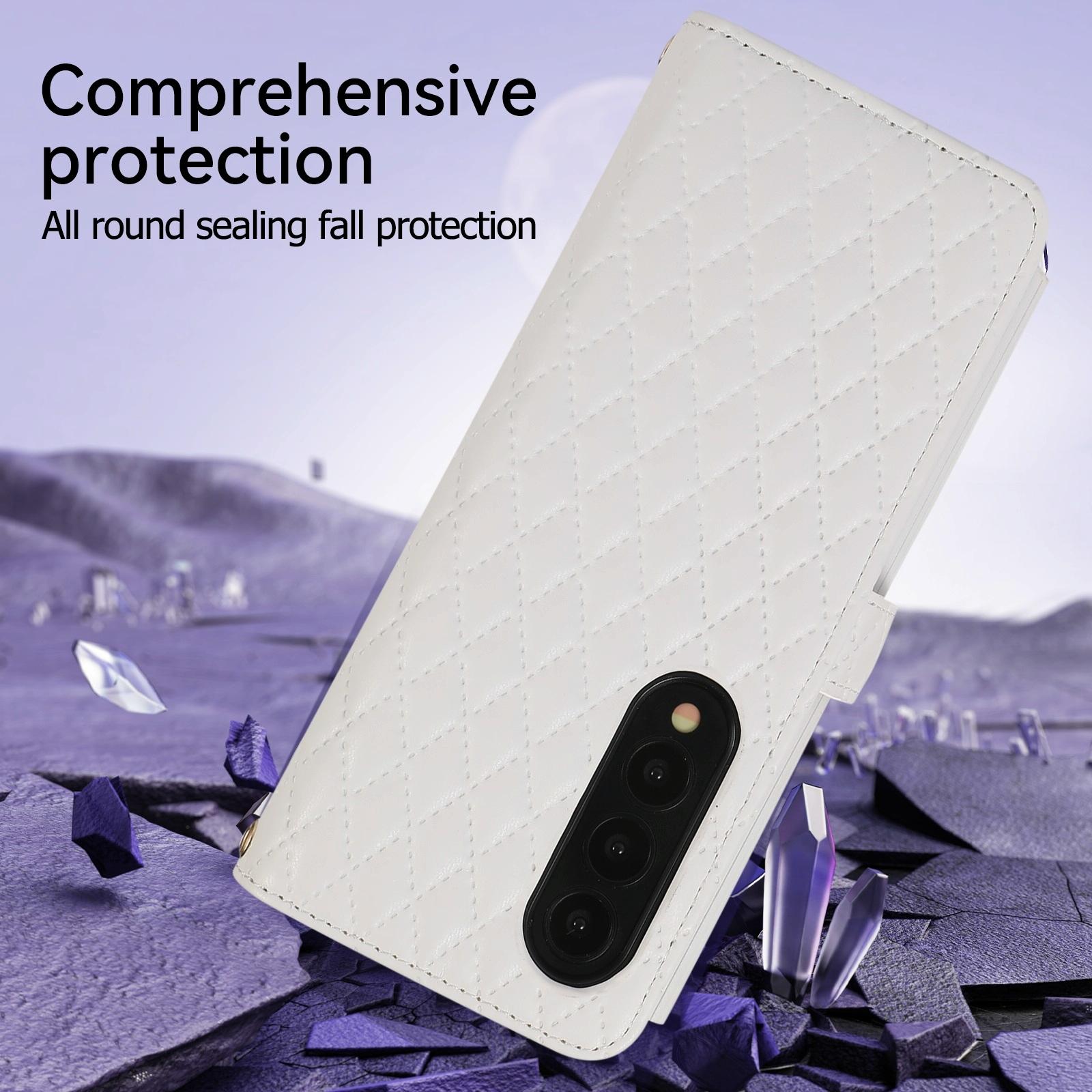 For Samsung Galaxy Z Fold4 5G Foldable Diamond Lattice Phone Case - Dark Green 13