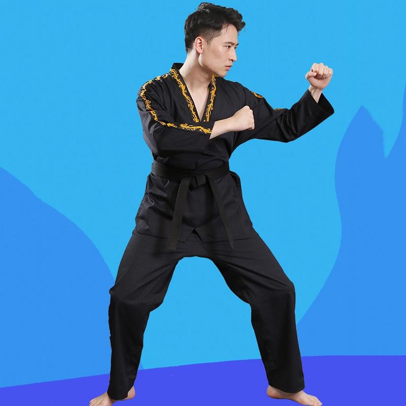 130Cm Cotton Taekwondo Training Uniform For All Ages - Black - 150 5
